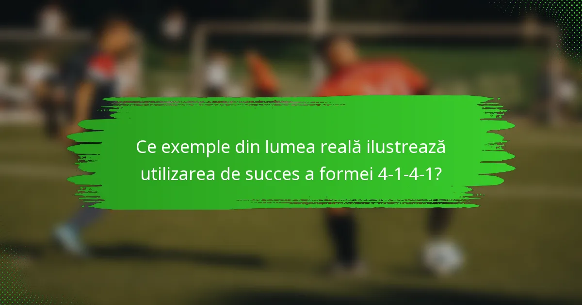 Ce exemple din lumea reală ilustrează utilizarea de succes a formei 4-1-4-1?