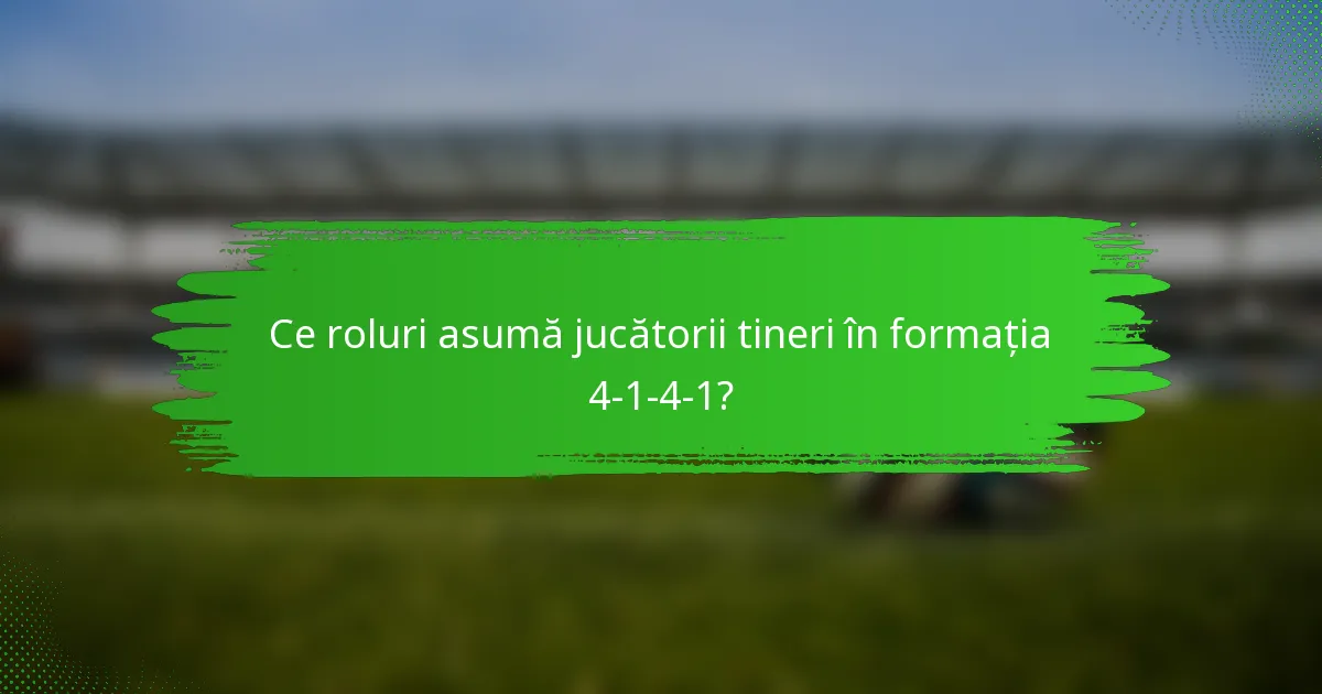 Ce roluri asumă jucătorii tineri în formația 4-1-4-1?